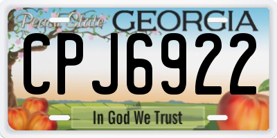 GA license plate CPJ6922