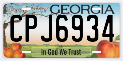 GA license plate CPJ6934