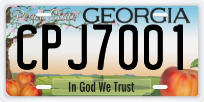 GA license plate CPJ7001
