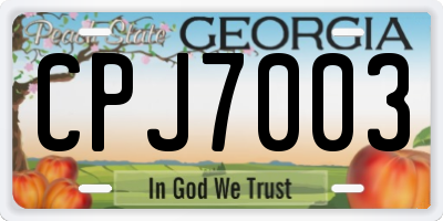 GA license plate CPJ7003