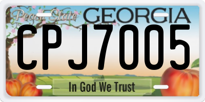 GA license plate CPJ7005