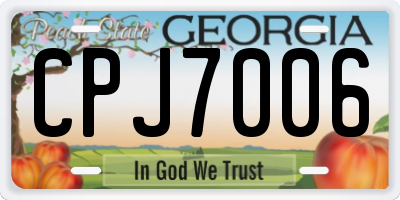 GA license plate CPJ7006