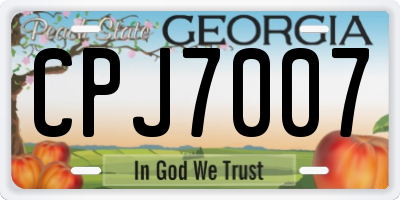 GA license plate CPJ7007