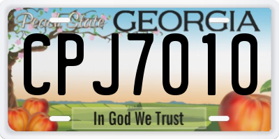 GA license plate CPJ7010