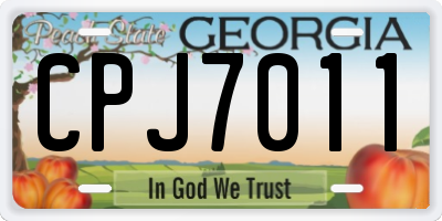 GA license plate CPJ7011
