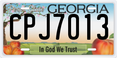 GA license plate CPJ7013
