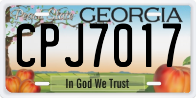 GA license plate CPJ7017