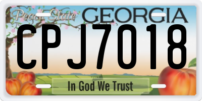 GA license plate CPJ7018