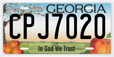 GA license plate CPJ7020
