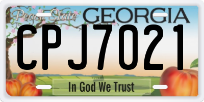 GA license plate CPJ7021
