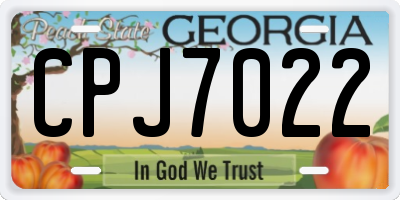 GA license plate CPJ7022