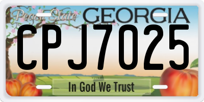 GA license plate CPJ7025