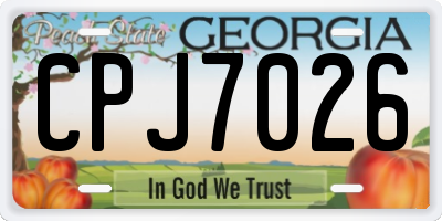 GA license plate CPJ7026