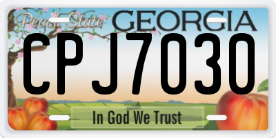 GA license plate CPJ7030