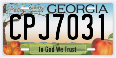 GA license plate CPJ7031