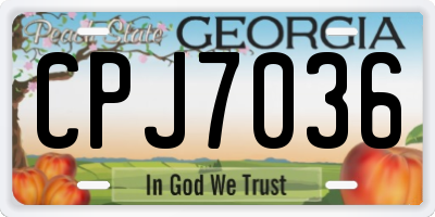 GA license plate CPJ7036