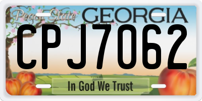 GA license plate CPJ7062