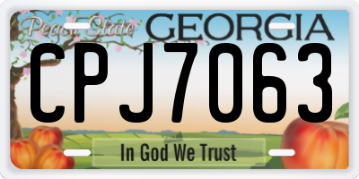 GA license plate CPJ7063