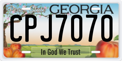 GA license plate CPJ7070