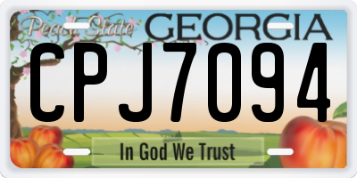 GA license plate CPJ7094