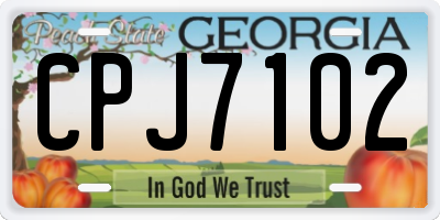 GA license plate CPJ7102
