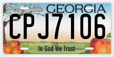 GA license plate CPJ7106