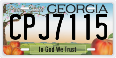 GA license plate CPJ7115