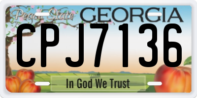 GA license plate CPJ7136