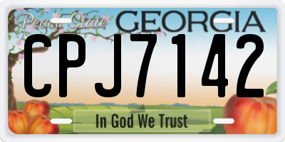 GA license plate CPJ7142