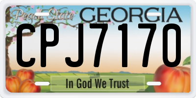 GA license plate CPJ7170