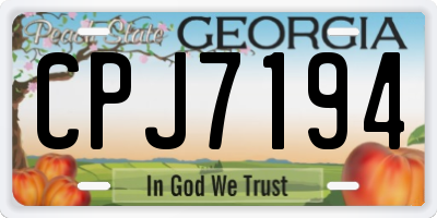 GA license plate CPJ7194