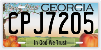 GA license plate CPJ7205