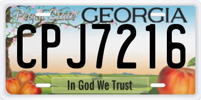 GA license plate CPJ7216
