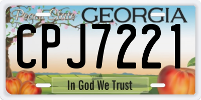 GA license plate CPJ7221