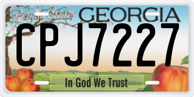 GA license plate CPJ7227