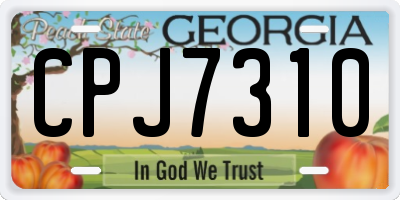 GA license plate CPJ7310