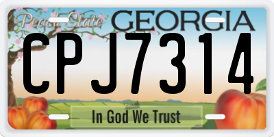GA license plate CPJ7314