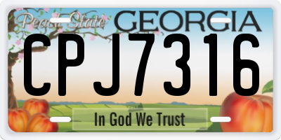 GA license plate CPJ7316