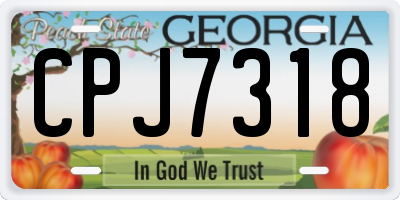 GA license plate CPJ7318