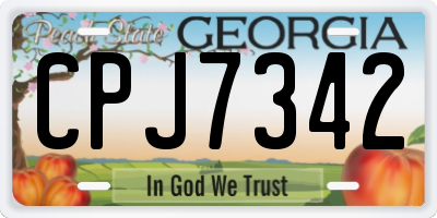 GA license plate CPJ7342