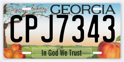 GA license plate CPJ7343