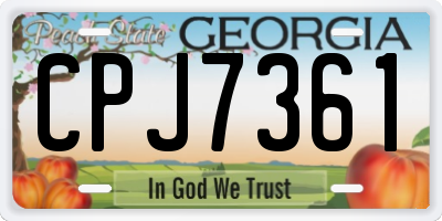 GA license plate CPJ7361