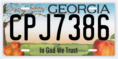GA license plate CPJ7386