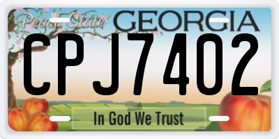 GA license plate CPJ7402