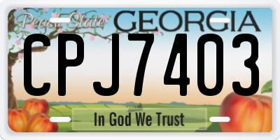 GA license plate CPJ7403