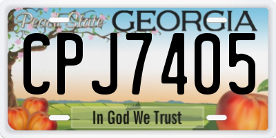 GA license plate CPJ7405