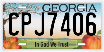 GA license plate CPJ7406