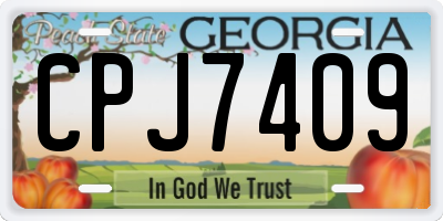 GA license plate CPJ7409