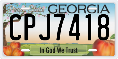 GA license plate CPJ7418