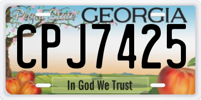GA license plate CPJ7425